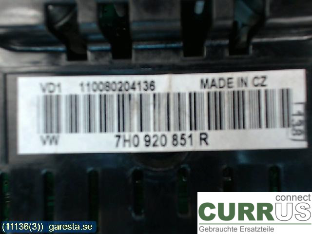 VW TRANSP/CARAVELLE 04-15 Bloc instruments / combiné 7H0920851R 1.9TDI, 75KW BR