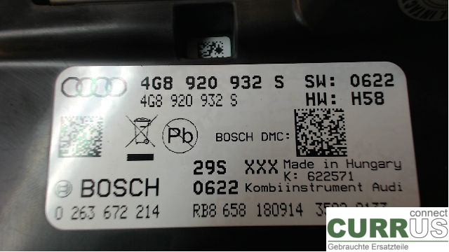AUDI A6/S6 4G   11-18 Instrument cluster / comb  CNHA 2,0TDI