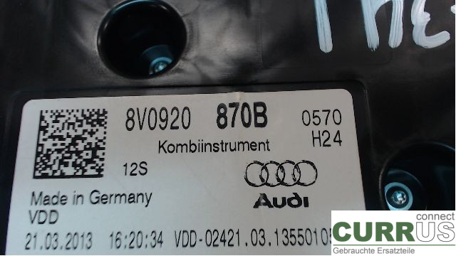 AUDI A3/S3 8V  13-20 Instrument cluster / comb  CLHA 1,6TDi