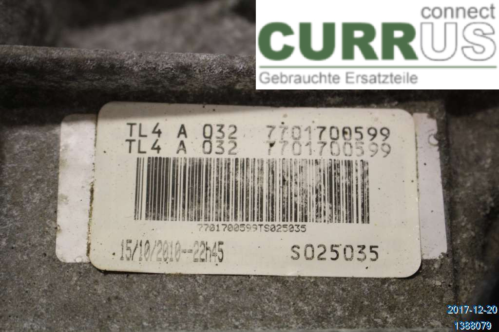 RENAULT MEGANE III 09-15 Gearbox (6-speed) 7701700599 1,4 16V TCE