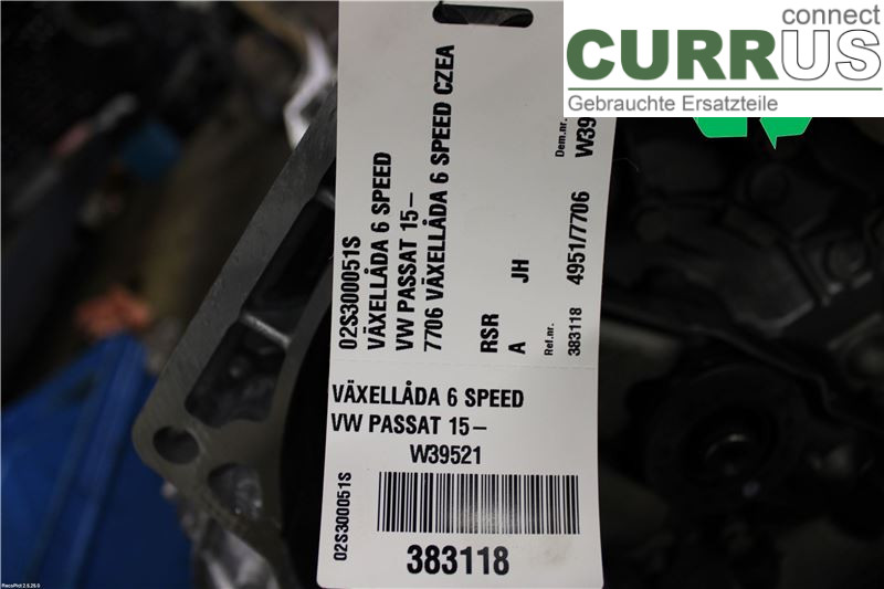 VW PASSAT  15-19 Gearbox (6-speed) 02S300051S CZEA